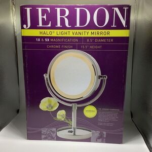 Jerdon 8.5" Halo Light Vanity‎ Mirror 1X & 5X Magnification Chrome Finish 15.5"